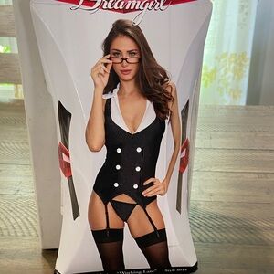 Dreamgirl Black and White Pinstripe Chemise